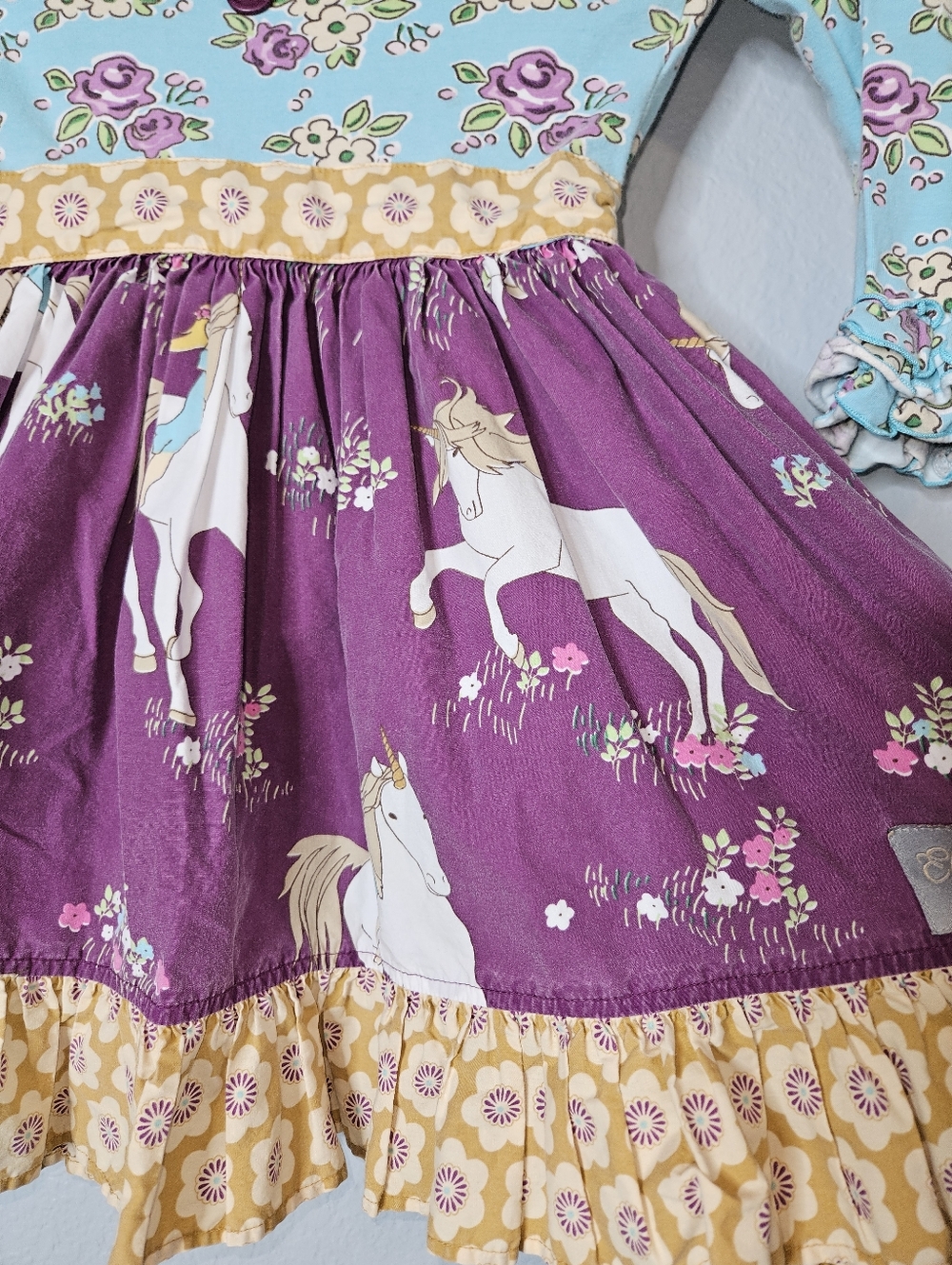 Eleanor Rose Dress Rhonda Style Girls 4-5 Unicorn Floral Print - Picture 3 of 7